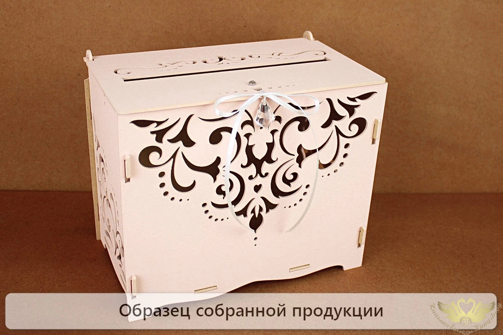 Семейный банк "Кристалл" (21,5*13,5*18,5) МДФ 3мм, окрашен., оформл., Пудровый-белый, 1 шт. БЕЗ СБОР