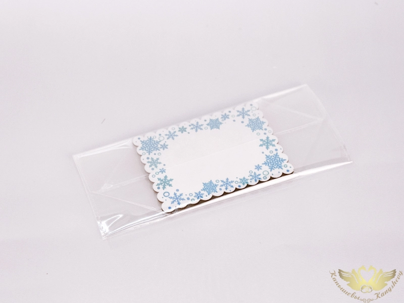 Пакет на жестком дне МИНИ "Снежинки" (дно 8*6; выс.27см) картон, УФ печать, пакет. Уп-12шт. 