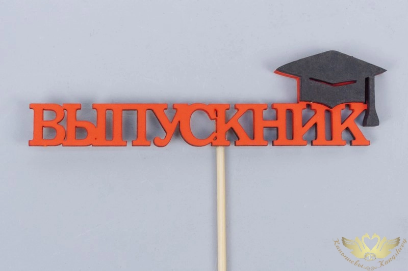Топпер "Выпускник" (11*27) МДФ, окрашен. на шпажке, Красный-черный, 1 шт. Топпер "Выпускник" (11*27) МДФ, окрашен. на шпажке, Красный-черный, 1 шт.