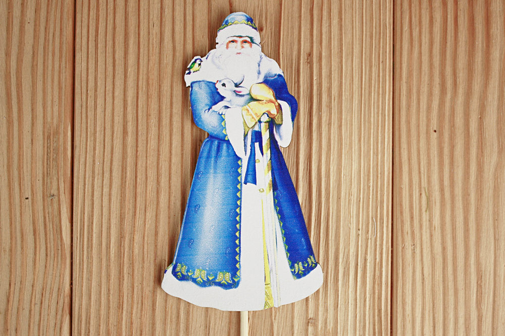 Топпер "Дед Мороз" (6,5*30) МДФ 3мм, УФ печать, на шпажке, 1 шт.