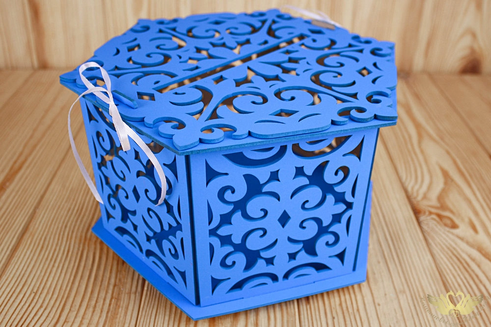 Семейный банк "Восточный" (25*29*17) МДФ 3мм, окрашен., оформл., Синий-белый, 1 шт.