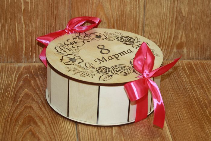 Подарочная коробка круглая "8 Марта" (18,7*18,7*8) 1 шт. Подарочная коробка круглая "8 Марта" (18,7*18,7*8) 1 шт.