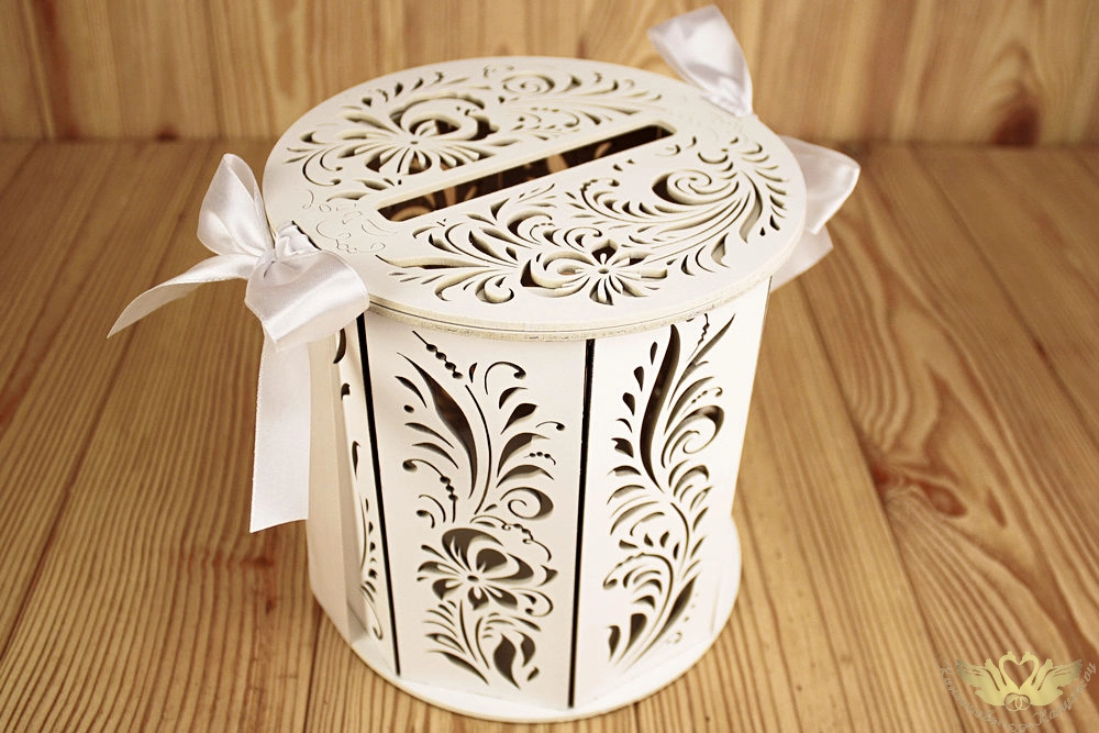 Семейный банк "Хохлома" (18,5*18,5*19) МДФ 3мм, окрашен., оформл., Белый-белый, 1 шт.