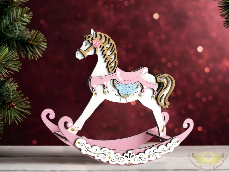 Сувенир "Лошадка-качалка". Розовый-голубой, 1 шт.