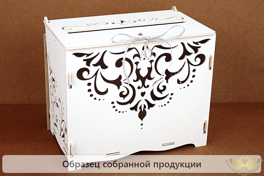 Семейный банк "Кристалл" (21,5*13,5*18,5) МДФ 3мм, окрашен., оформл., Белый-серебро, 1 шт. БЕЗ СБОРК