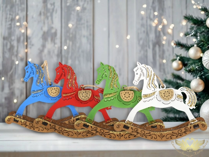 Набор ёлочных украшений "Лошадки-качалки" (9*2,5*8) Ассорти, Набор 4 шт Набор ёлочных украшений "Лошадки-качалки" (9*2,5*8) Ассорти, Набор 4 шт