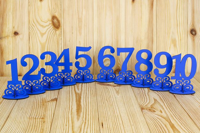 Номера на столы на подставке (8,9*5*14) МДФ 3мм, окрашен., Синий, Набор 10 шт Номера на столы на подставке (8,9*5*14) МДФ 3мм, окрашен., Синий, Набор 10 шт