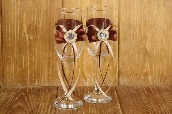 Бокалы ручной работы "Шоколад" (6*6*20,5) Бокалы Тулип, оформл., Коричневый-золото, Уп-2 шт.