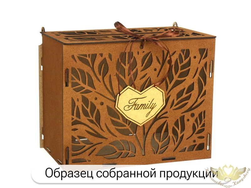 Семейный банк "Стильный" (21,5*13,5*17,5) МДФ 3мм, окрашен. морилкой, оформл., Дуб-золото, 1 шт. БЕЗ