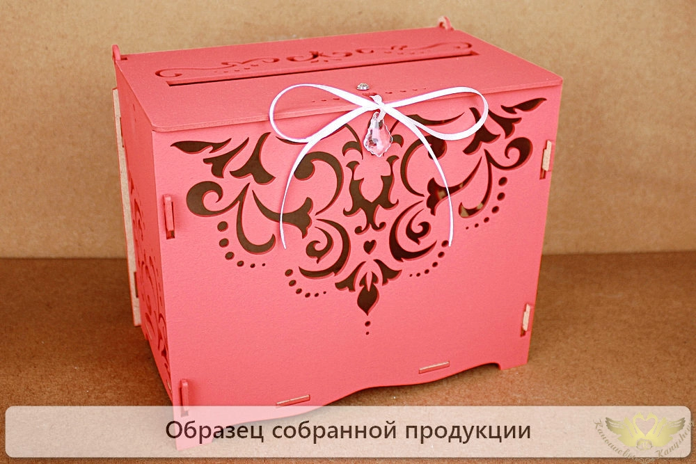 Семейный банк "Кристалл" (21,5*13,5*18,5) МДФ 3мм, окрашен., оформл., Красный-белый, 1 шт. БЕЗ СБОРК