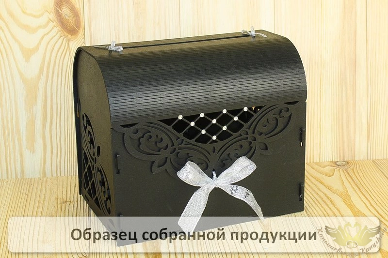 Семейный банк "Ажурный" со стразами (23,5*17*20) МДФ 3мм, окрашен., оформл., Черный-серебро, 1 шт. Б