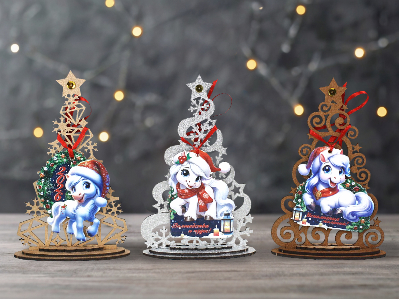 Набор сувениров "Ёлка с Лошадкой", Набор 3 шт.