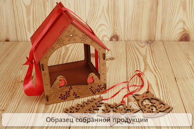 Кормушка для птиц "Снегири" + набор ёлочных украшений 3 шт. (16,5*15*20,5) МДФ 3мм, окрашен. морилкой, оформл., Дуб-красный, 1 шт. БЕЗ СБОРКИ Кормушка для птиц "Снегири" + набор ёлочных украшений 3 шт. (16,5*15*20,5) МДФ 3мм, окрашен. морилкой, оформл., Дуб-красный, 1 шт. БЕЗ СБОРКИ
