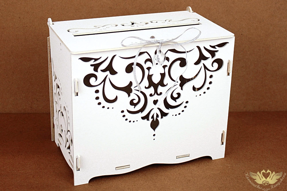 Семейный банк "Кристалл" (21,5*13,5*18,5) МДФ 3мм, окрашен., оформл., Белый-серебро, 1 шт.