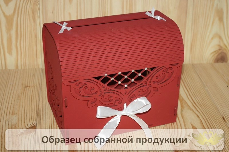 Семейный банк "Ажурный" со стразами (23,5*17*20) МДФ 3мм, окрашен., оформл., Марсала - белый, 1 шт. 