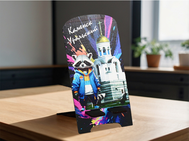 Подставка для телефона "Каменск-Уральский. Енот". 1 шт. БЕЗ СБОРКИ