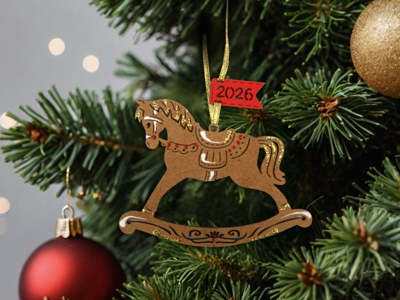 Ёлочное украшение "Лошадка. 2026" (11,5*8,5) Дуб-красный, 1 шт.