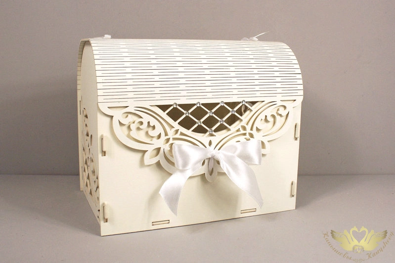 Семейный банк "Ажурный" со стразами МИНИ (20*15*17,5) МДФ 3мм, окрашен., оформл., Шампань пастель-бе