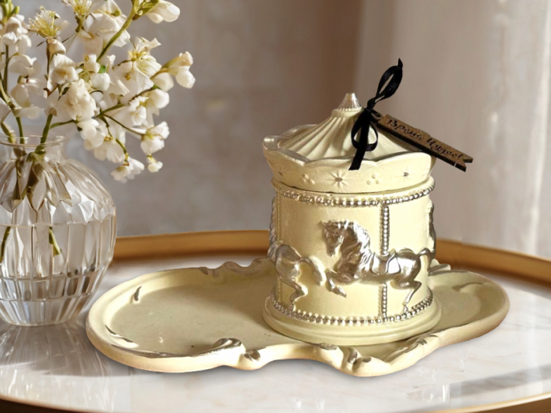 Сувенирный набор "Карусель. Время чудес!" из гипса. Шампань-серебро