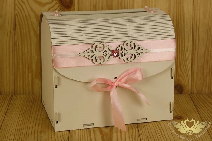 Семейный банк "Прага" (23,5*17*20) МДФ 3мм, окрашен., оформл., Белый-розовый пастель, 1 шт.