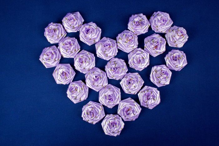 Бант "Роза" большая с золотом (Ǿ6,5см) Сиреневый-золото, Уп-25 шт.