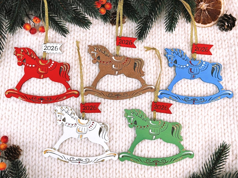 Набор ёлочных украшений "Лошадки. 2026" (11,5*8,5) Ассорти, Набор 5 шт.