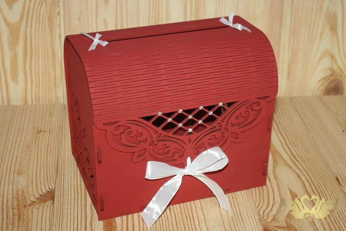 Семейный банк "Ажурный" со стразами (23,5*17*20) МДФ 3мм, окрашен., оформл., Марсала - белый, 1 шт.