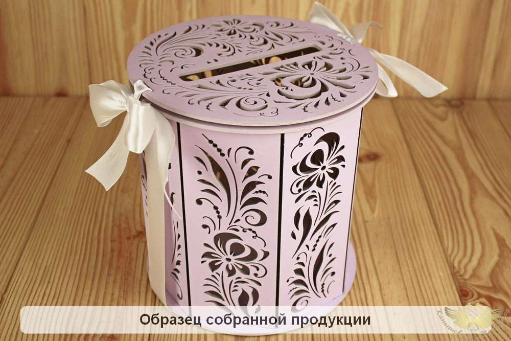 Семейный банк "Хохлома" (18,5*18,5*19) МДФ 3мм, окрашен., оформл., Сиреневый пастель-белый, 1 шт. БЕ